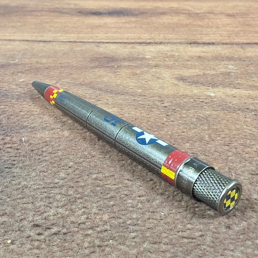 Retro 1951 Tornado Rollerball Pen Adult OS Silver Good P-51 Mustang WWII Plane